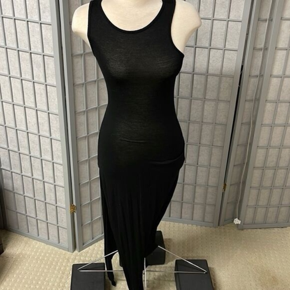 Forever 21 Womens Jersey Short Sleeve Dress with Side Slit Size Small Black